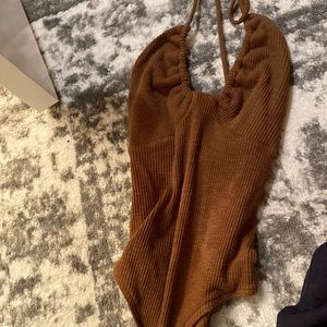 Bobbles & Lace Brown Body Suit
